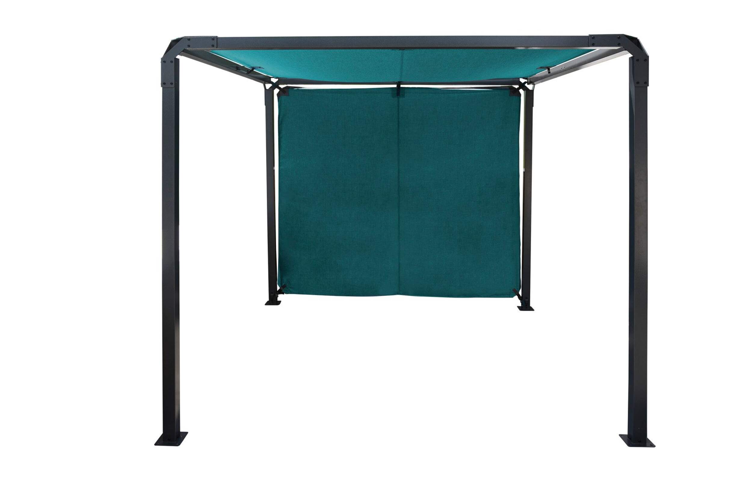 Pergola extérieure compacte avec panneaux en tissu Sojag Dunwich, bleu sarcelle, 8 x 8 pi Front_Flat