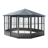 Solarium extérieur en acier galvanisé avec porte coulissante Sojag Korado, gris foncé, 12 x 12 pi Front_Flat