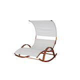 Blue Wave Wood Frame Dual Rocking Lounger With Canopy Front_Three_Fourths_Angled_Left