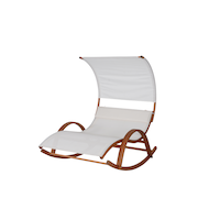 Blue Wave Wood Frame Dual Rocking Lounger With Canopy Front_Three_Fourths_Angled_Left