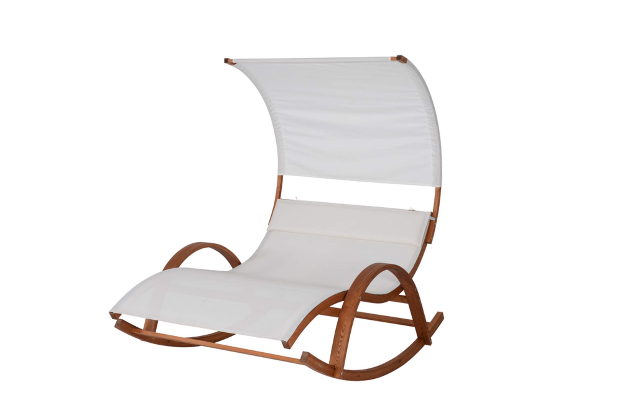 Blue Wave Wood Frame Dual Rocking Lounger With Canopy Front_Three_Fourths_Angled_Left