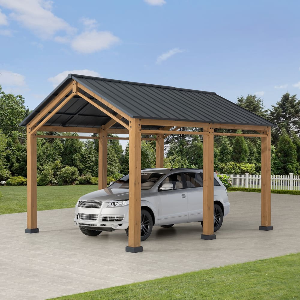 Sunjoy AutoCove Hanover Cedar Wood Carport | Canadian Tire