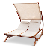 Leisure Season Double Reclining Lounge Chair with Canopy Front_Three_Fourths_Angled_Left