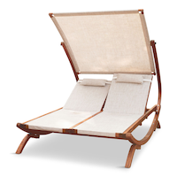 Leisure Season Double Reclining Lounge Chair with Canopy Front_Three_Fourths_Angled_Left