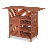 Leisure Season Portable Wood Outdoor Bar with Storage, Medium Brown, 54 x 27 x 43-in