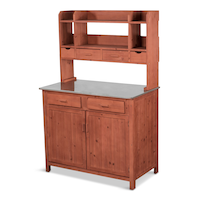 Station de préparation multifonction pour cuisine intérieure/extérieure Leisure Season, 42 x 24 x 67 po, bois teint Front_Three_Fourths_Angled_Left