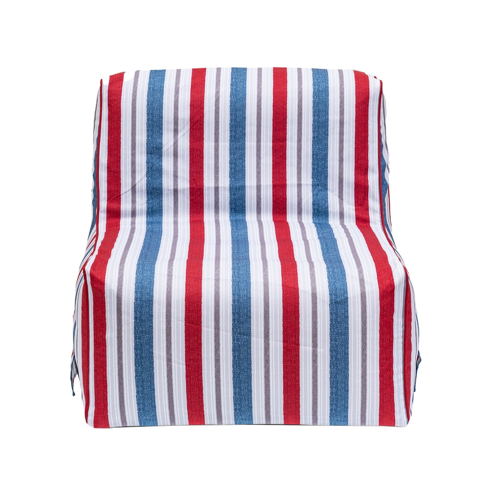 Chaise longue gonflable hydrofuge avec housse amovible, rayures bleu