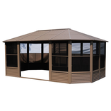 Solarium Gazebo Penguin Florence avec toit en métal, 12 x 18 pi, sable Front_Three_Fourths_Angled_Left