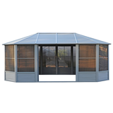 Solarium Gazebo Penguin Florence avec toit en métal, 12 x 18 pi, ardoise Front_Flat