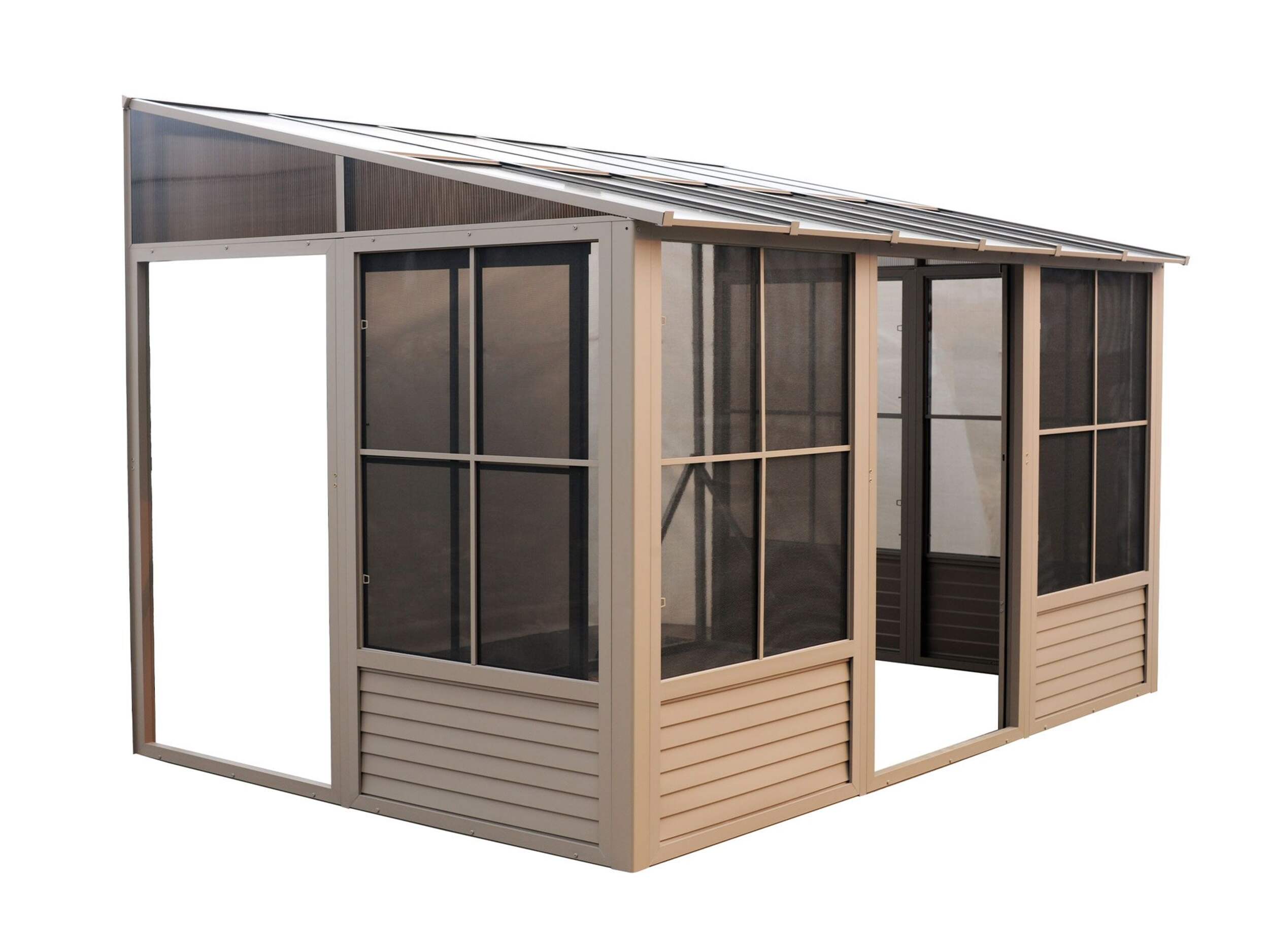 Gazebo Penguin Florence Add-A-Room, 8 x 12-ft, Sand Front_Three_Fourths_Angled_Right