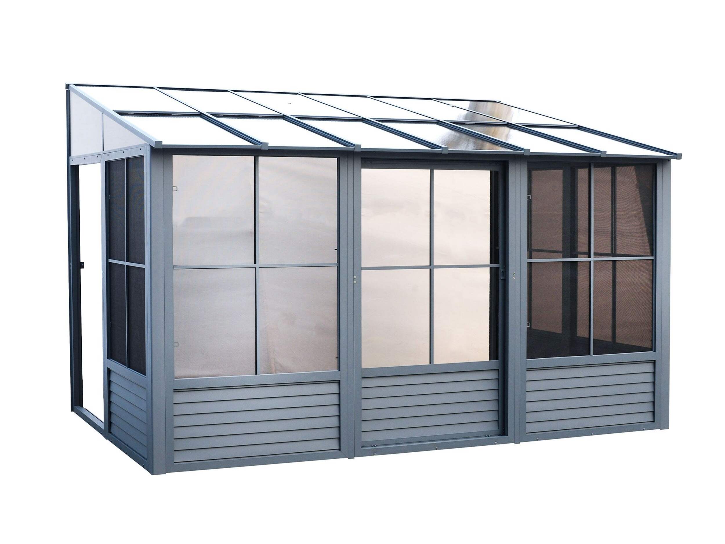 Gazebo Penguin Florence Add-A-Room, 10 x 12-ft, Slate Front_Three_Fourths_Angled_Right