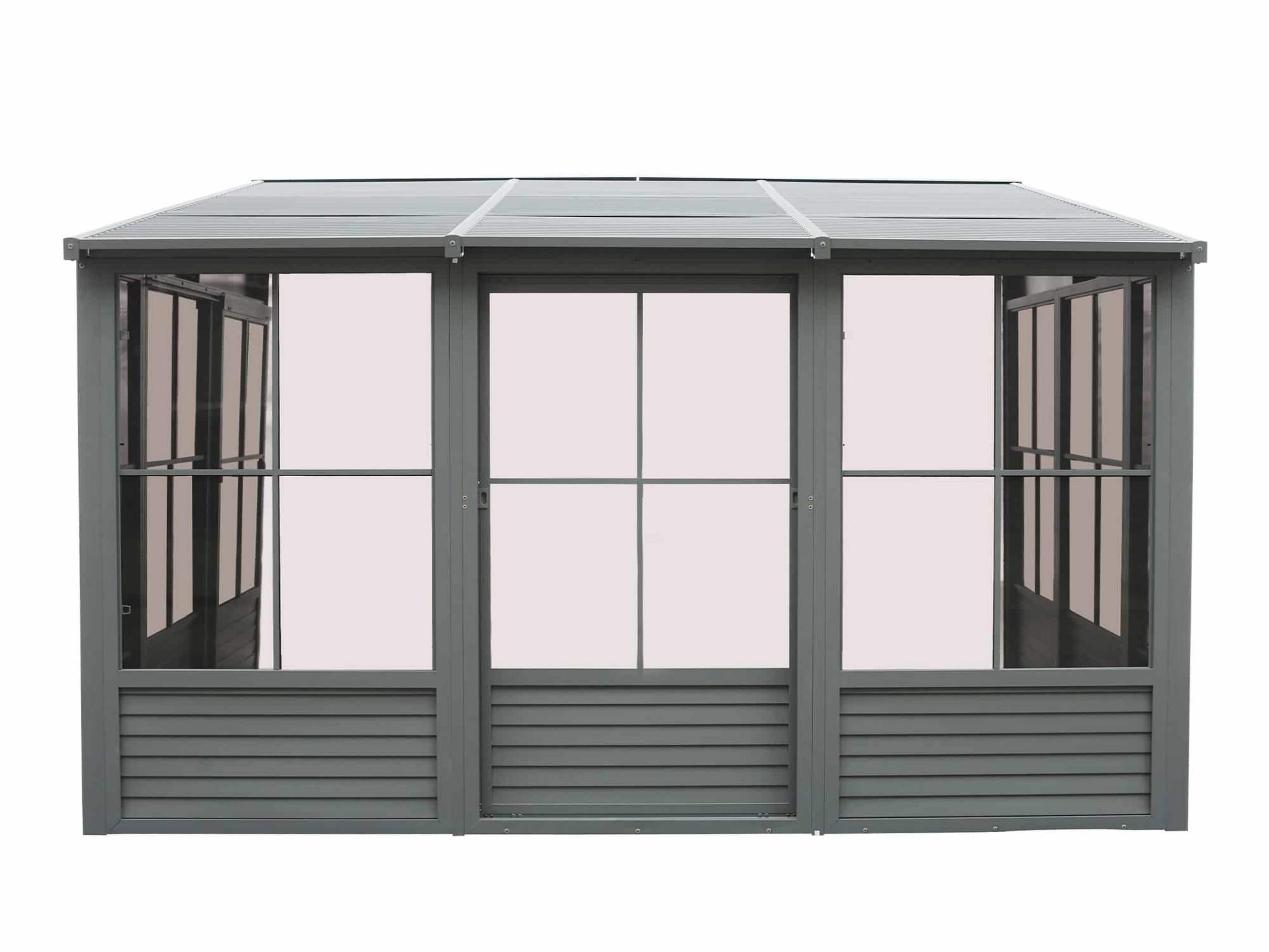 Gazebo Penguin Florence Add-A-Room with Metal Roof, 8 x 12-ft, Slate Front_Flat