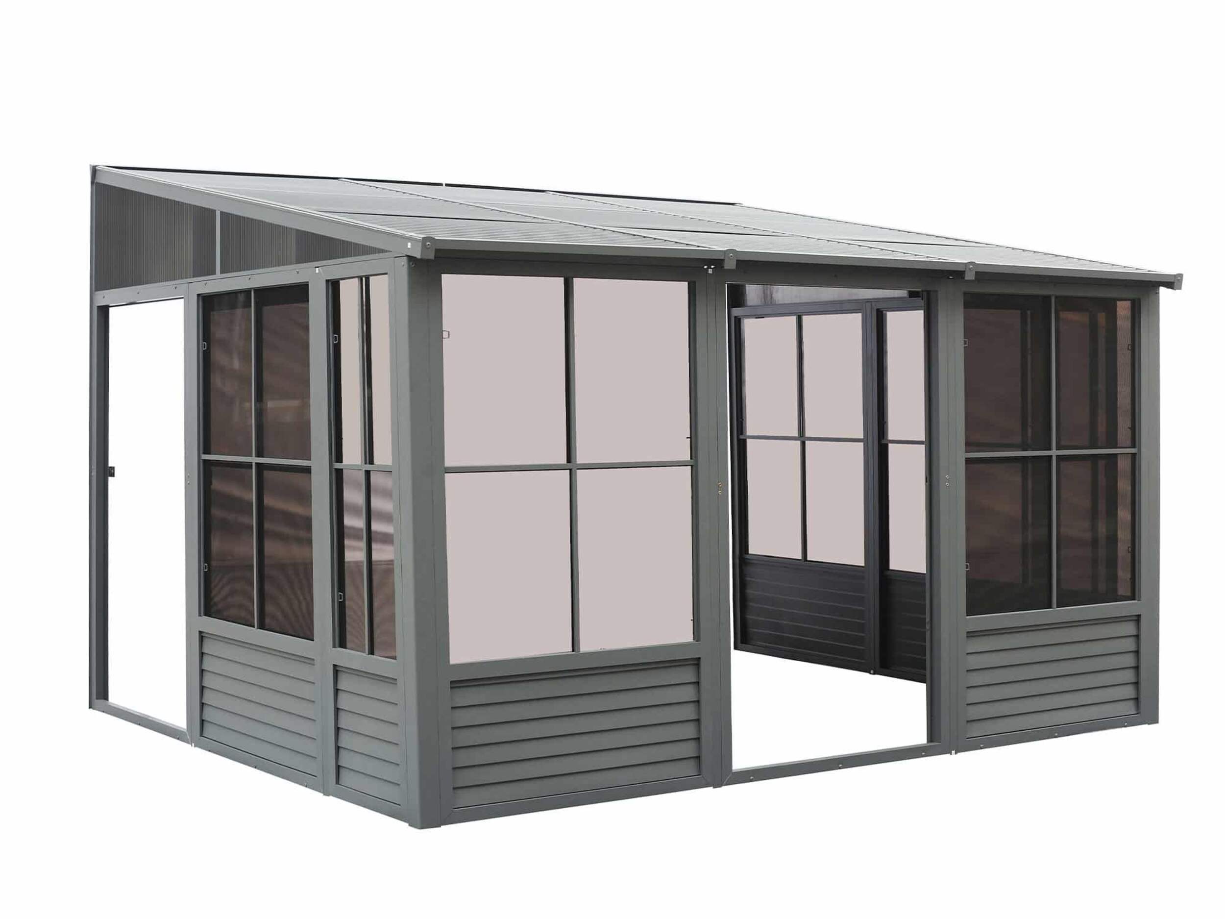 Pièce supplémentaire Gazebo Penguin Florence avec toit en métal, 10 x 12 pi, ardoise Front_Three_Fourths_Angled_Right