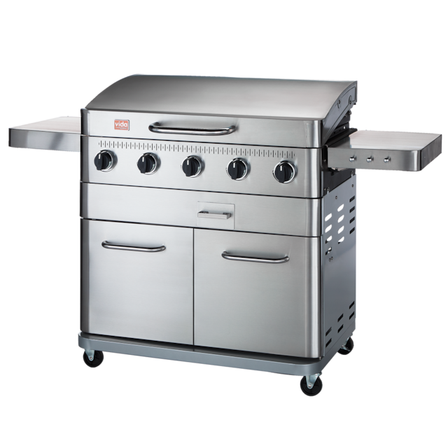 Vida by PADERNO Stainless Steel 5Burner Gas BBQ Griddle with Hook