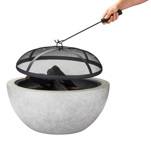 For Living Outdoor Round Steel Wood Burning Firepit with Spark Screen