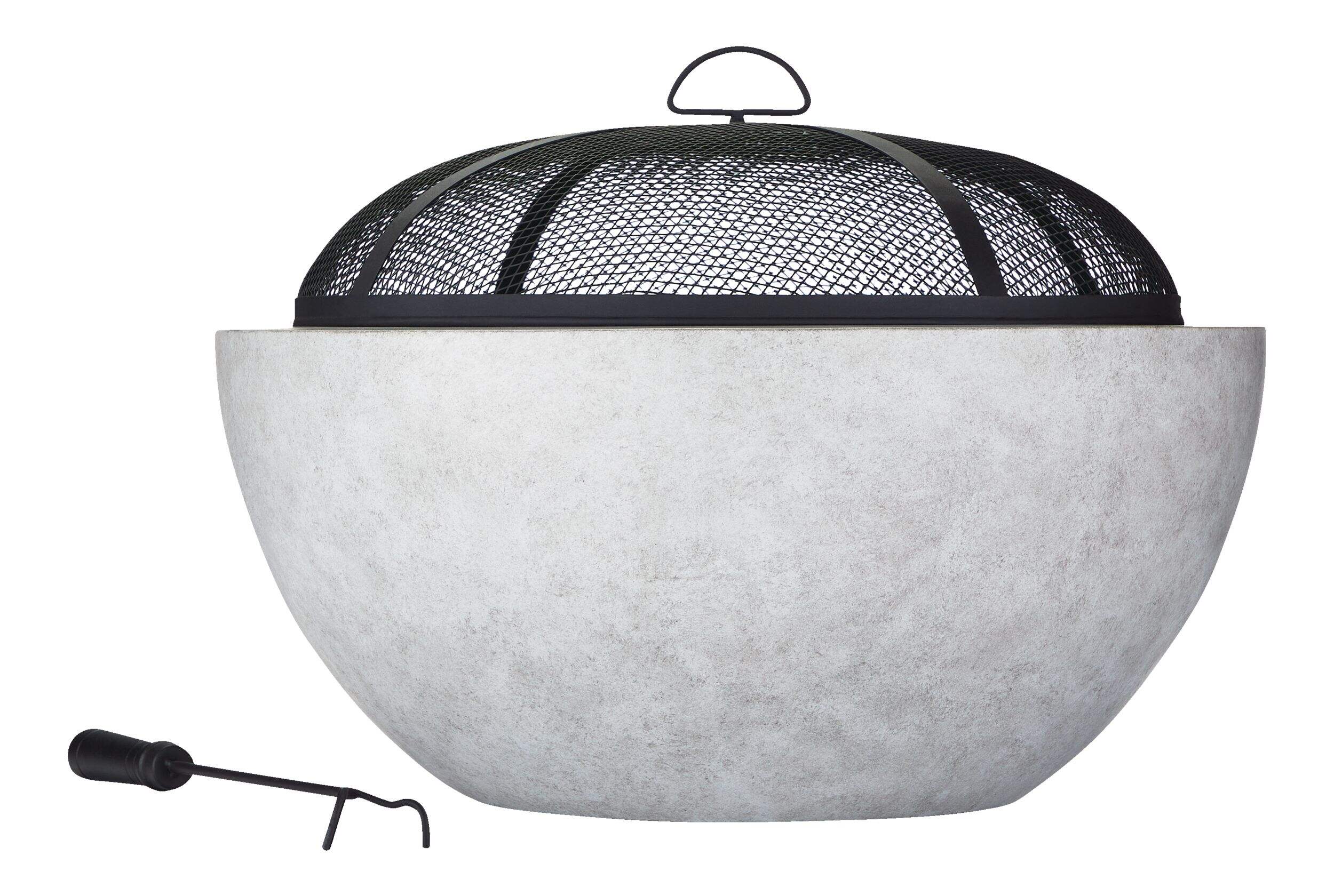 For Living Outdoor Round Steel Wood Burning Firepit with Spark Screen, 24-in Front_Flat