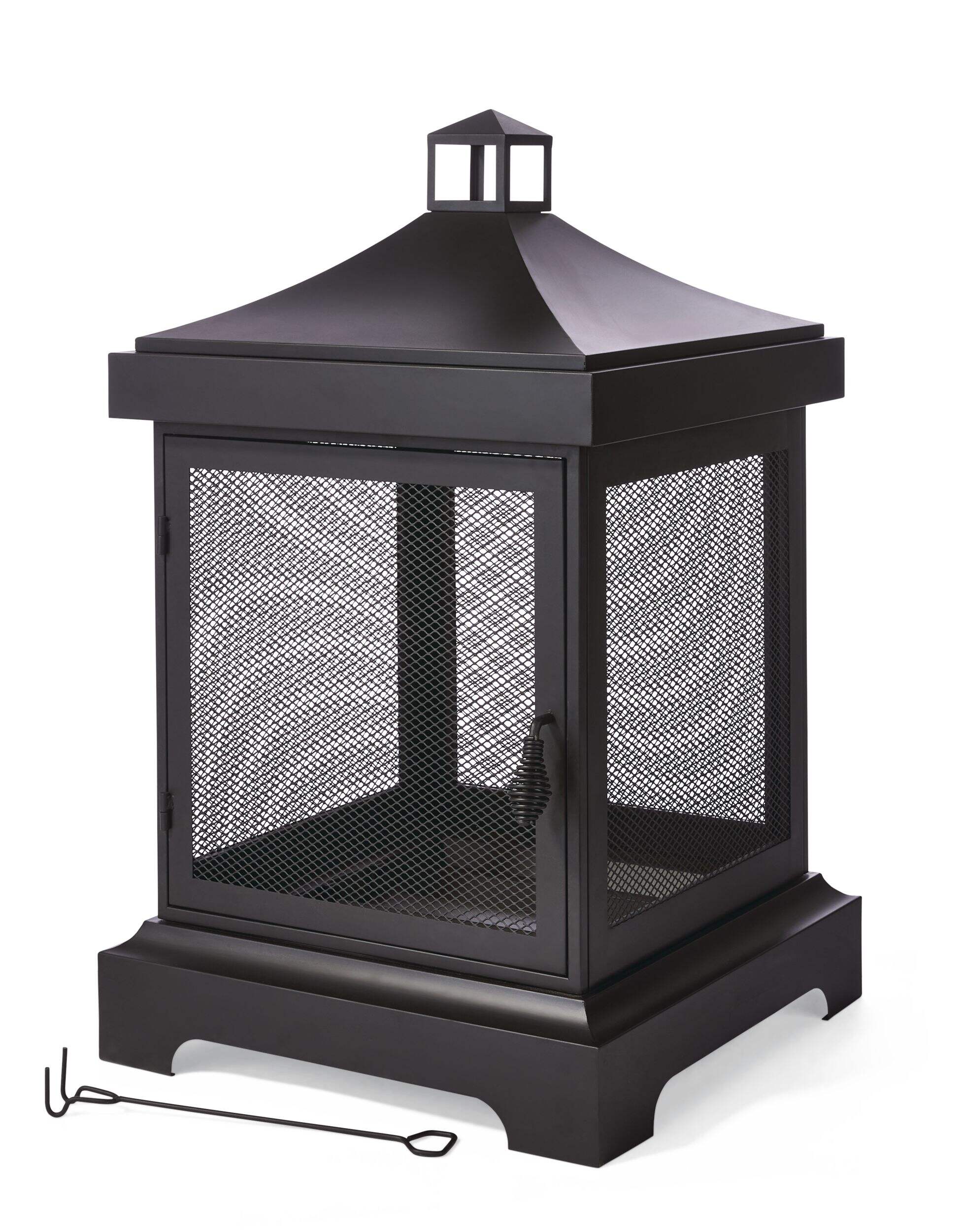 CANVAS Elias Square Outdoor Wood Burning Fireplace with Safety Top, 24-in Front_Three_Fourths_Angled_Left