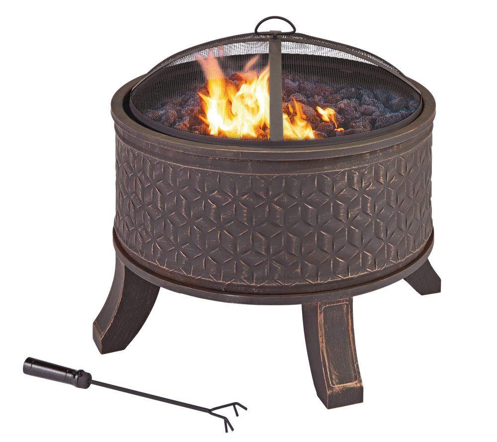 CANVAS Cobalt Deep Round Outdoor Fire Bowl/Fire Pit w/ Fireplace Poker, 26 x 24in Canadian Tire