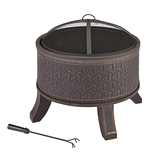 CANVAS Cobalt Deep Round Outdoor Fire Bowl/Fire Pit w/ Fireplace Poker, 26-in x 24-in Front_Elevated