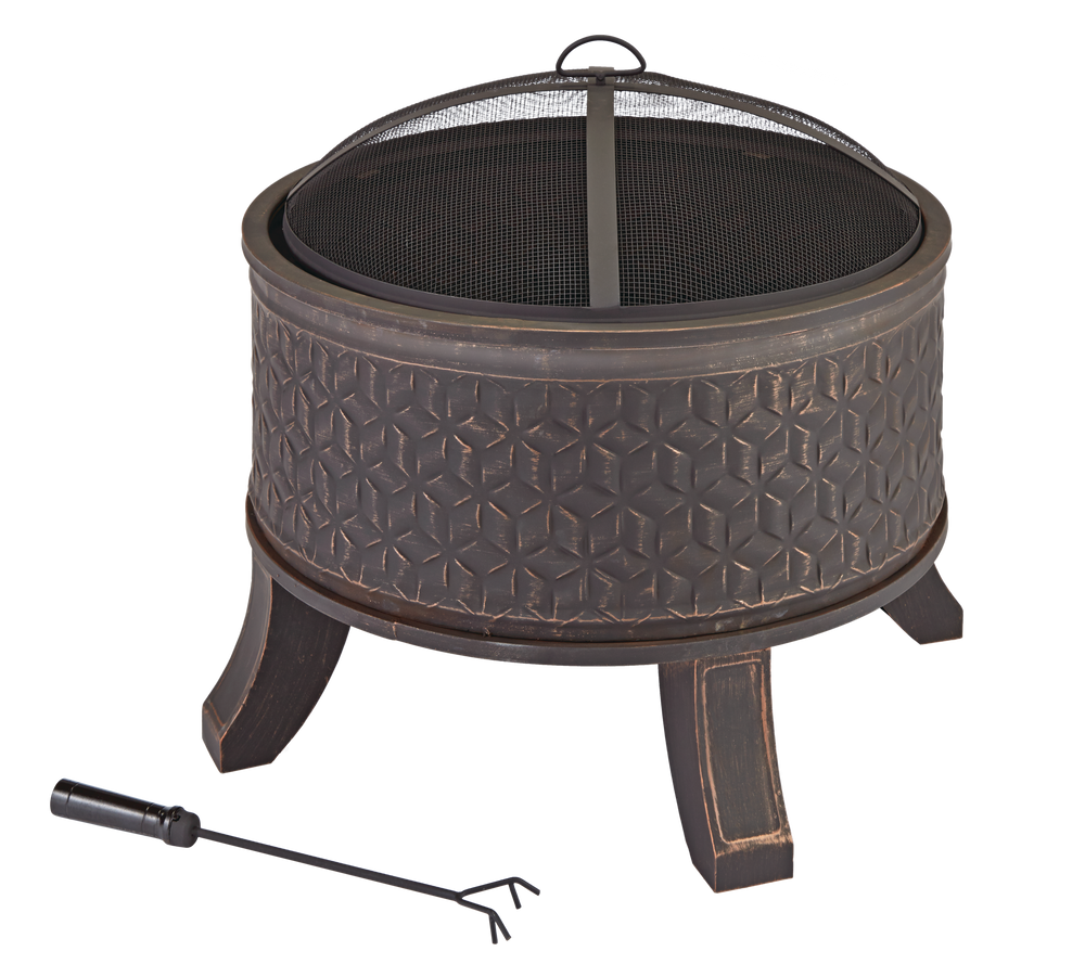 CANVAS Cobalt Deep Round Outdoor Fire Bowl/Fire Pit w/ Fireplace Poker