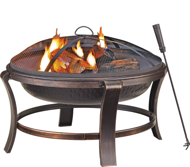 For Living Robson Steel Round Outdoor Fire Bowl/Fire Pit w/ Fireplace ...