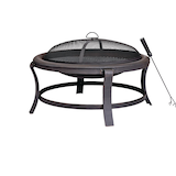 Brasero rond For Living Robson avec tisonnier et couvercle en maille, acier Front_Flat