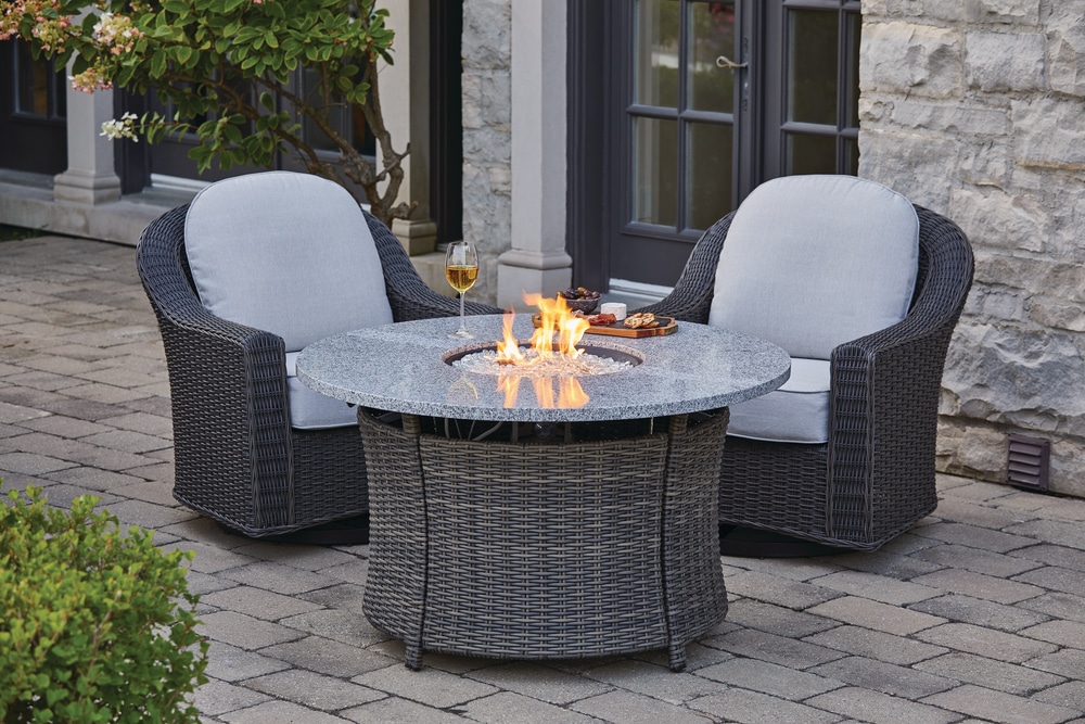 CANVAS Summerhill Round Wicker & Steel Gas Fire Table Canadian Tire