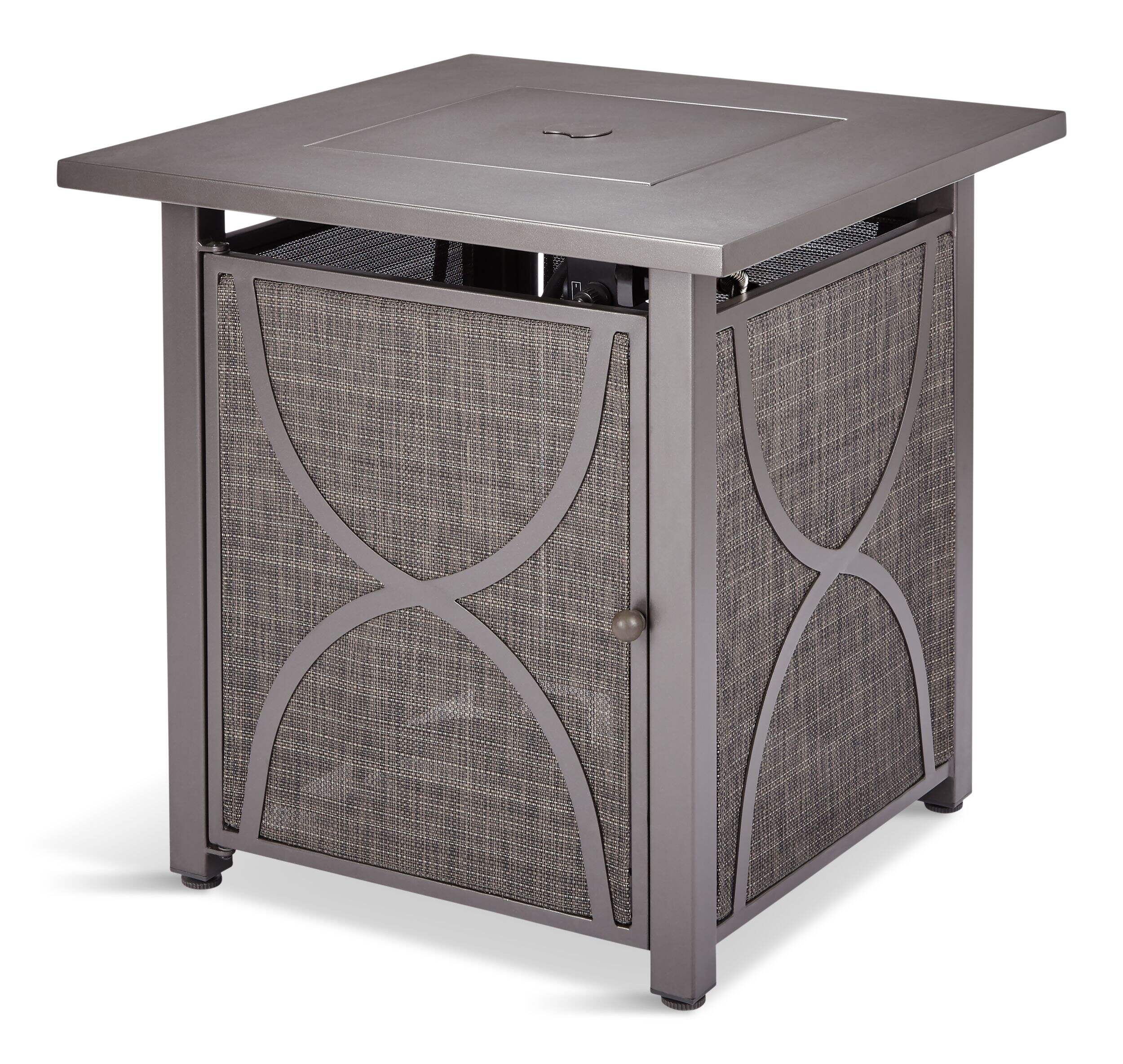 For Living Bluebay Outdoor Fire Pit Table, Square, 40,000 BTU, Black Front_Three_Fourths_Angled_Right