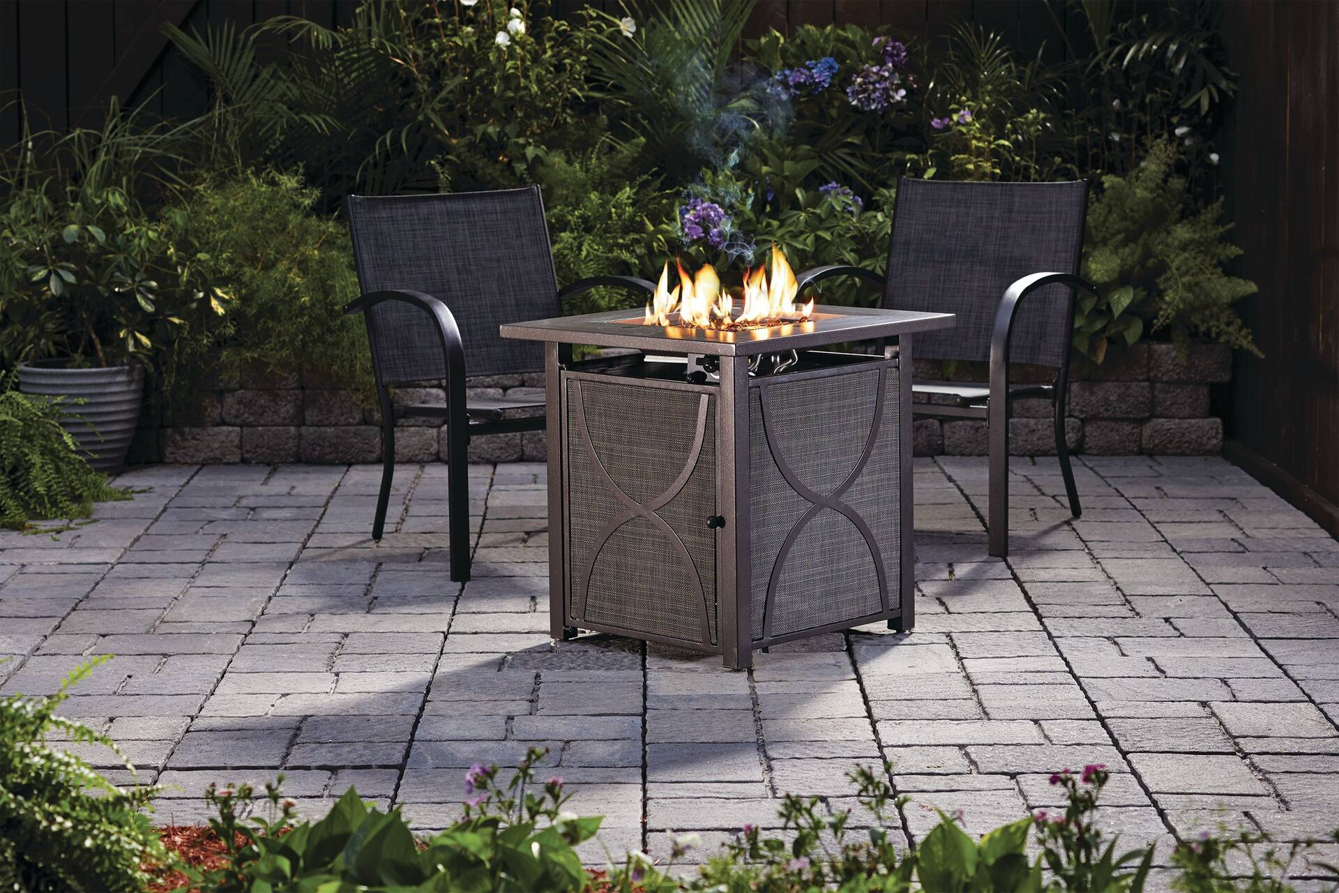 For Living Bluebay Square Outdoor Fire Pit Table, 40,000 BTU