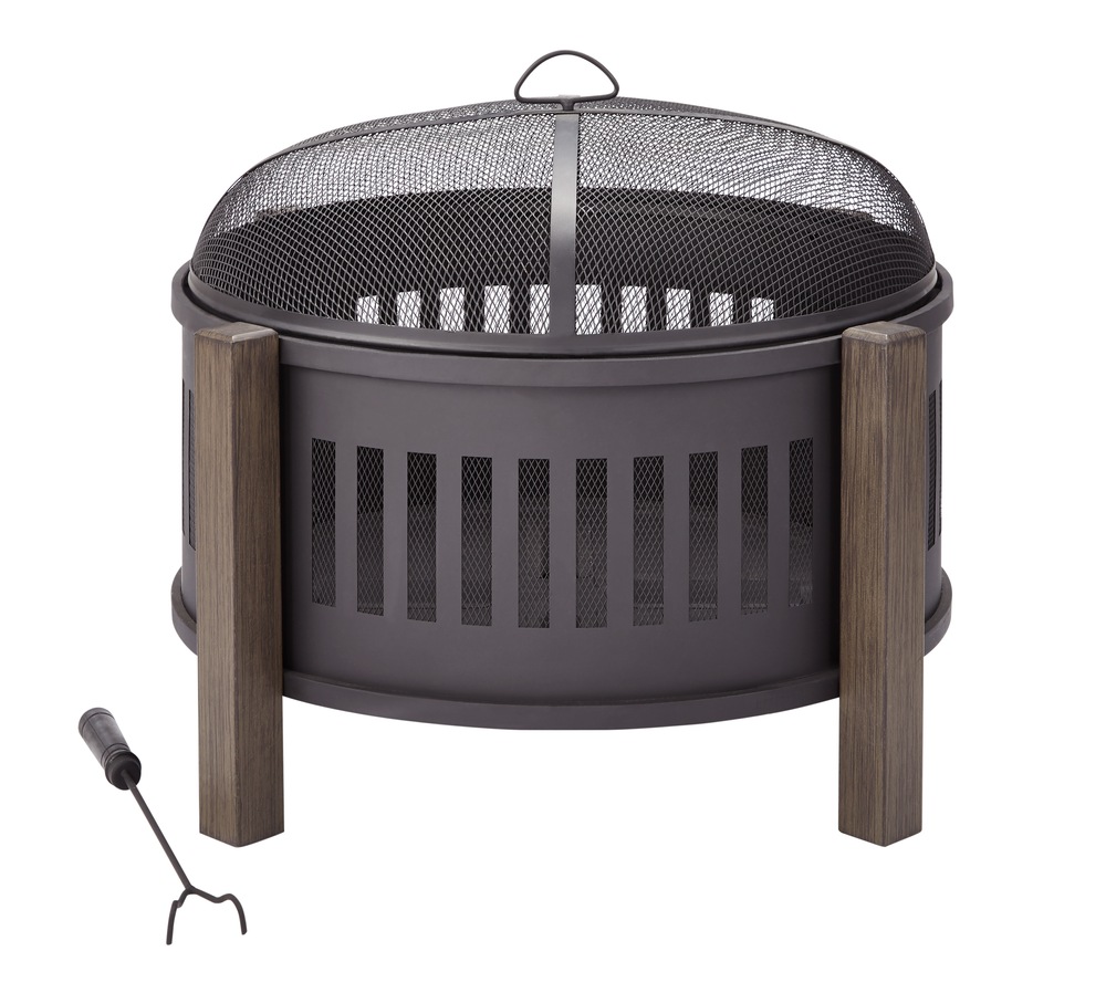 Canvas Round Wood Burning Outdoor Fire Bowl/Fire Pit, 31 x 24in