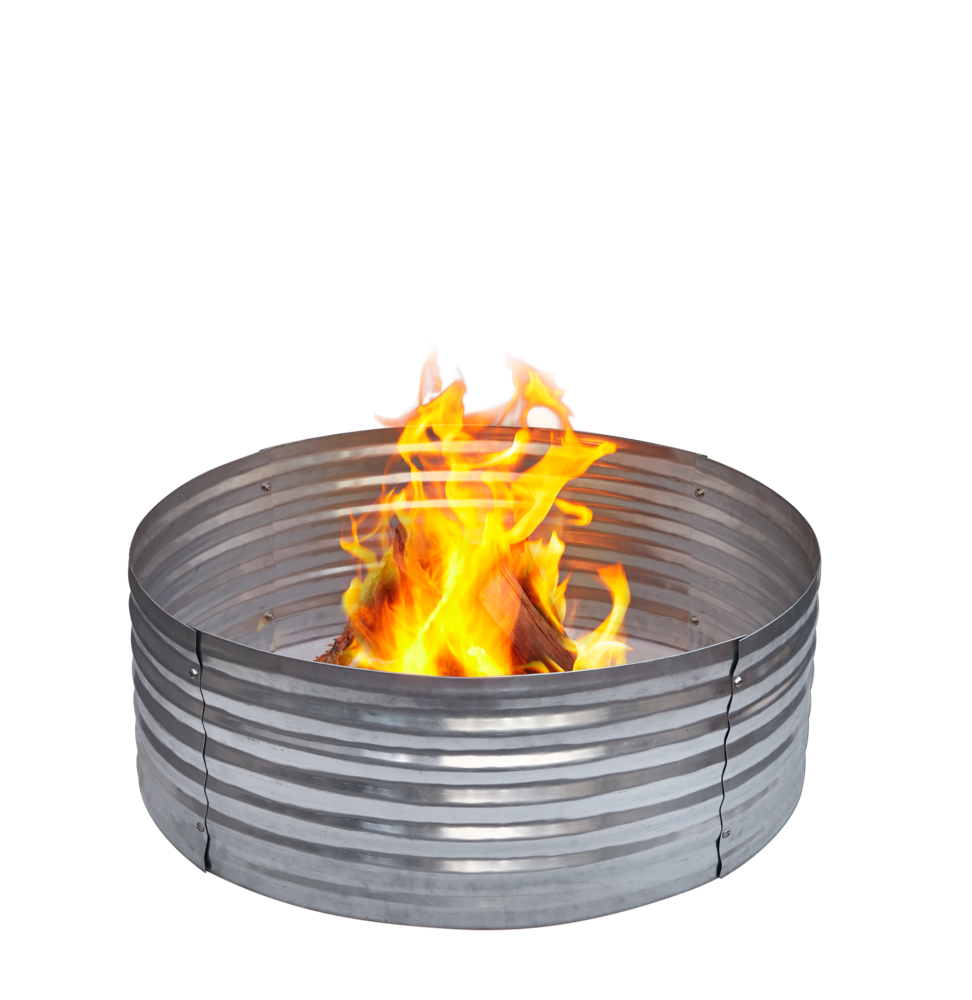 For Living Galvanized Outdoor Wood Burning Fire Pit Ring, 36 x 13in