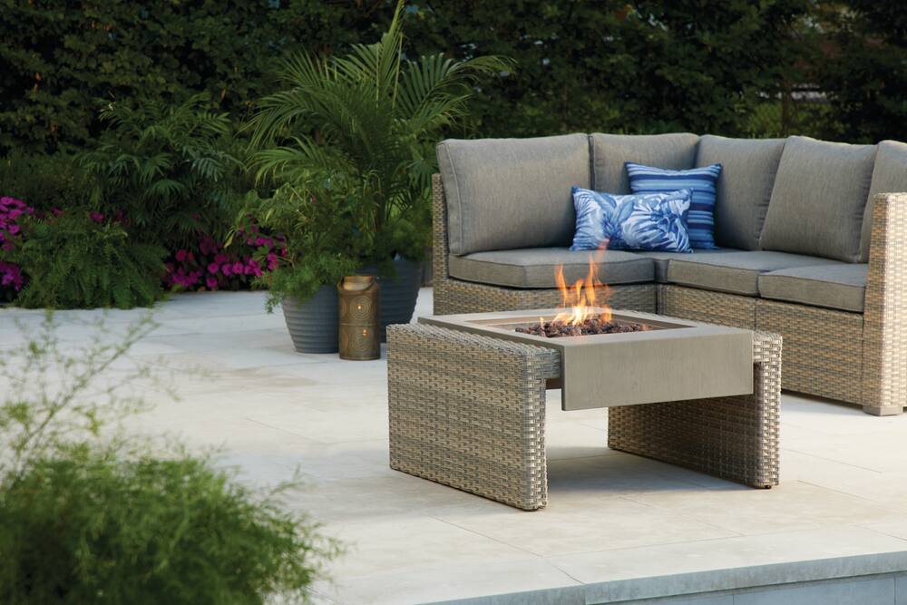 Canvas Bala Wicker Propane Gas Outdoor Fire Pit Table, 50,000 BTU ...