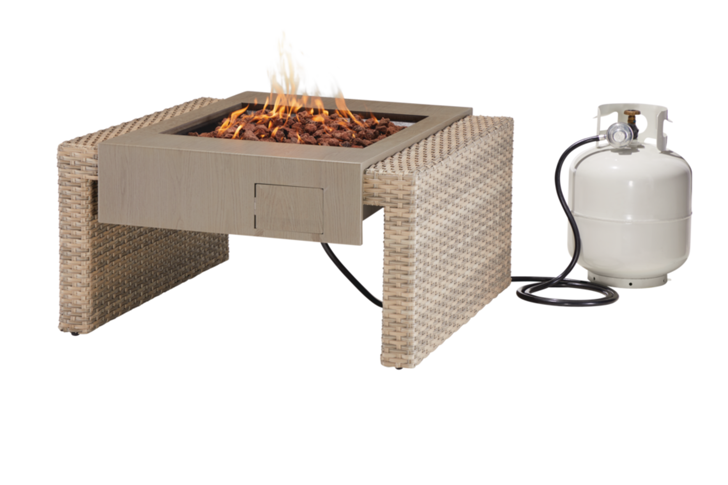 Canvas Bala Wicker Propane Gas Outdoor Fire Pit Table, 50,000 BTU