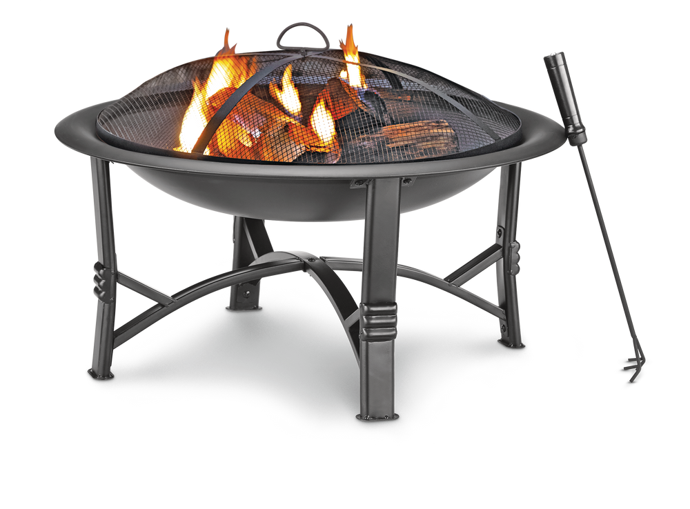 For Living Augusta Round Wood Burning Outdoor Fire Bowl/Fire Pit W/  Fireplace Poker, 29.5 X 19-In | Canadian Tire