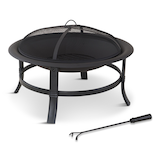 For Living Augusta Round Wood Burning Outdoor Fire Bowl/Fire Pit with Fireplace Poker, 29.5 x 19-in Front_Three_Fourths_Angled_Right