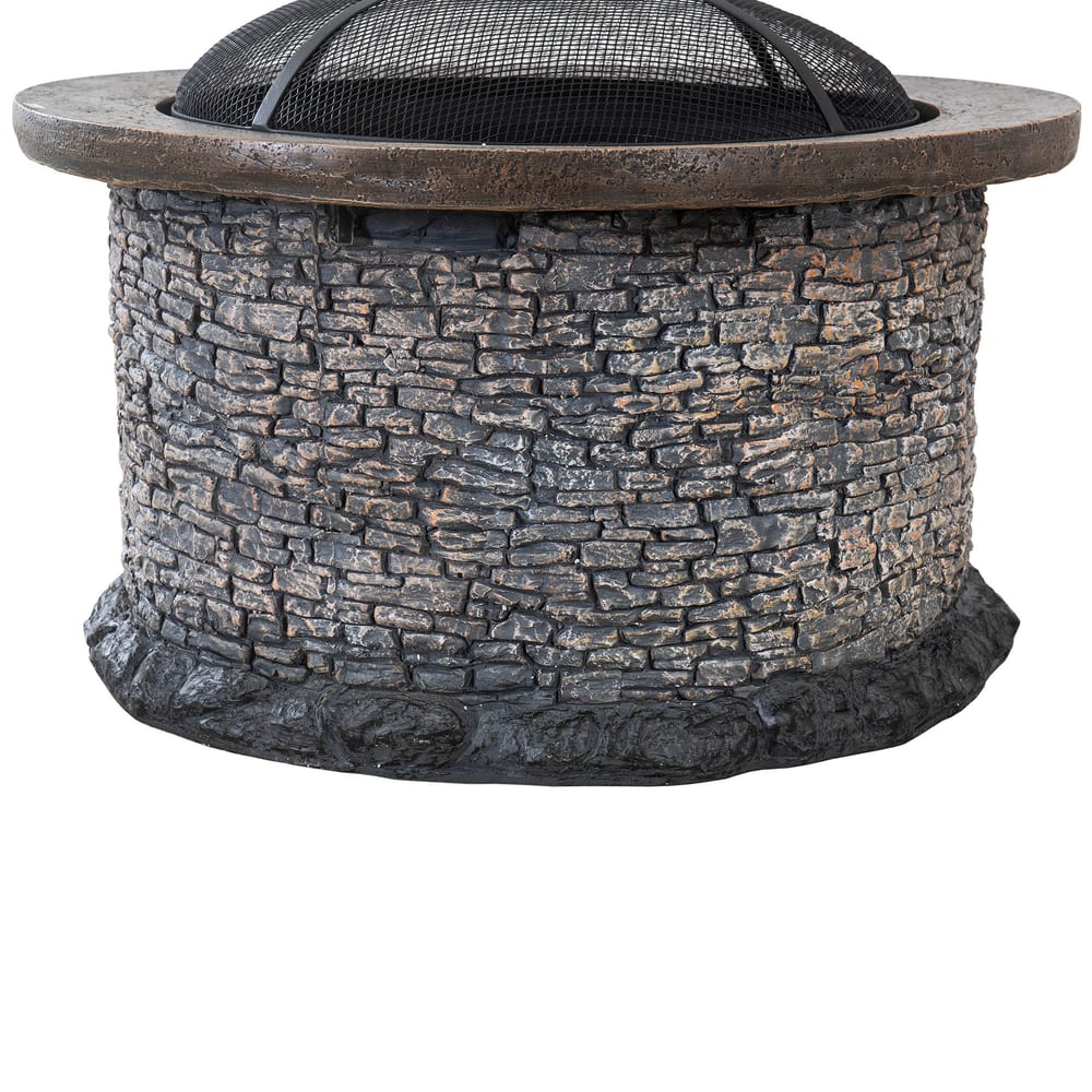 Sunjoy Stone Round Wood Burning Firepit, 32in Canadian Tire