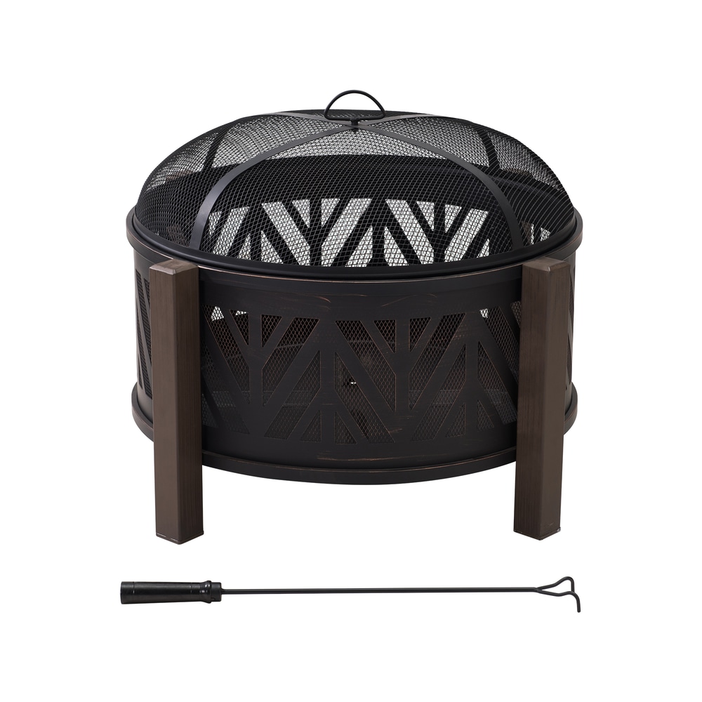 Sunjoy Round Chevron Wood Burning Firepit, 31in Canadian Tire