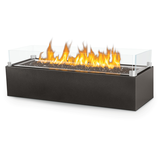 Table brûleur à gaz linéaire Napoleon Patioflame, foyer d'extérieur au gaz avec lit de braises en verre, construction en acier inoxydable, couvercle de brûleur inclus Front_Angled_Left