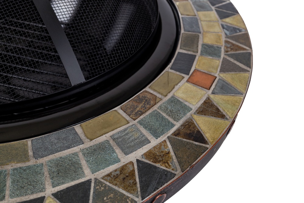 Pleasant Hearth Juniper Round Wood Burning Steel Fire Pit Table w/Grill