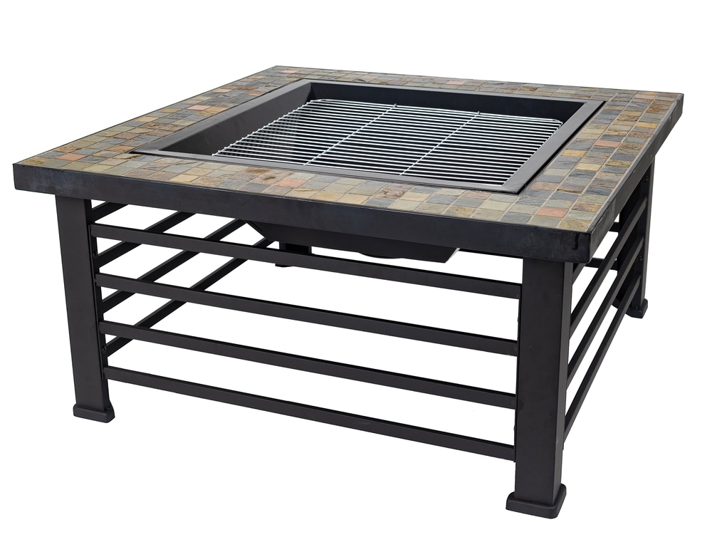 Pleasant Hearth Cascade Square Wood Burning Steel Fire Pit Table w