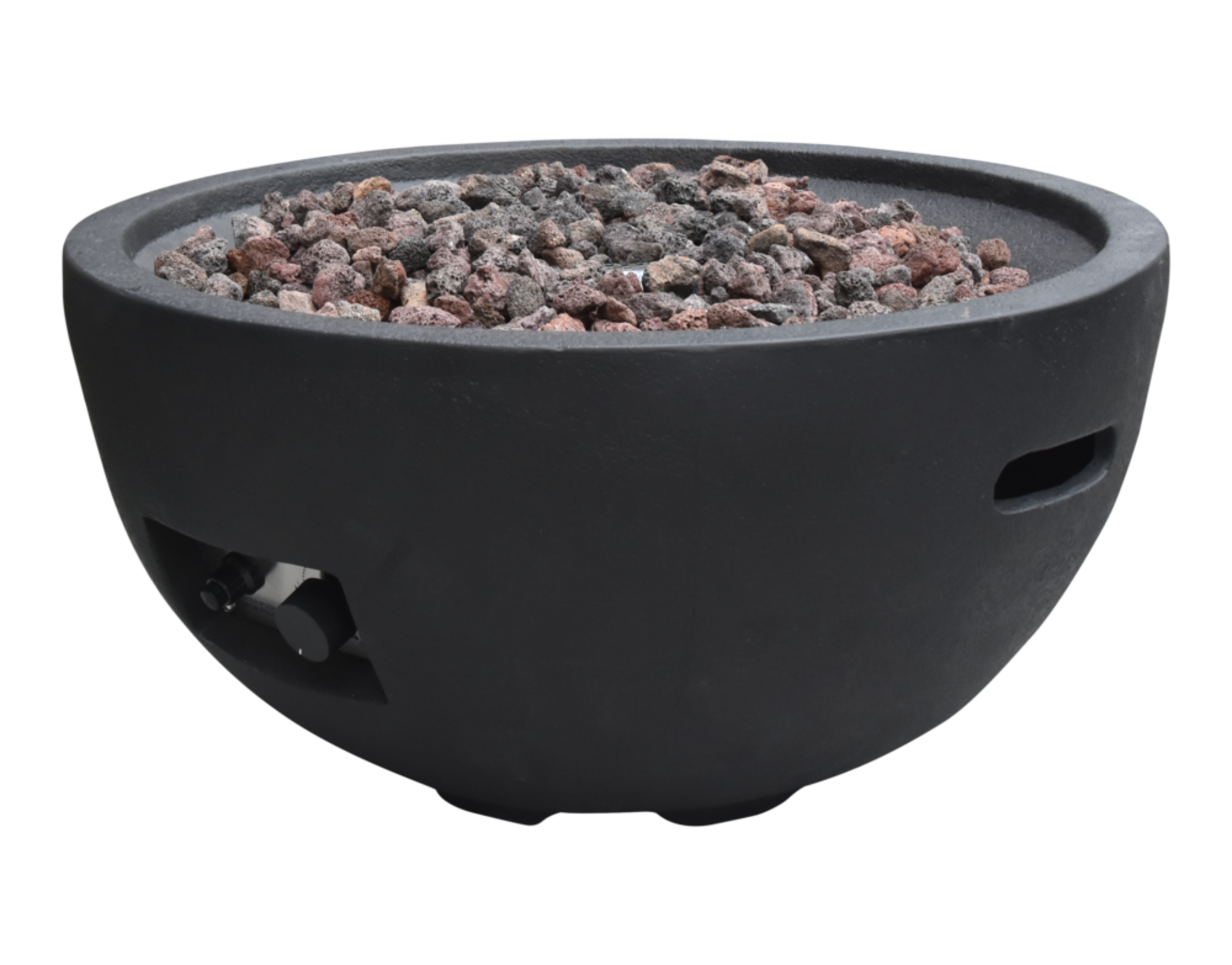 Modeno Jefferson Outdoor Gas-Fueled Fire Bowl with PVC Cover, 40,000 BTUs, 26 x 26 x 13-in Front_Angled_Left