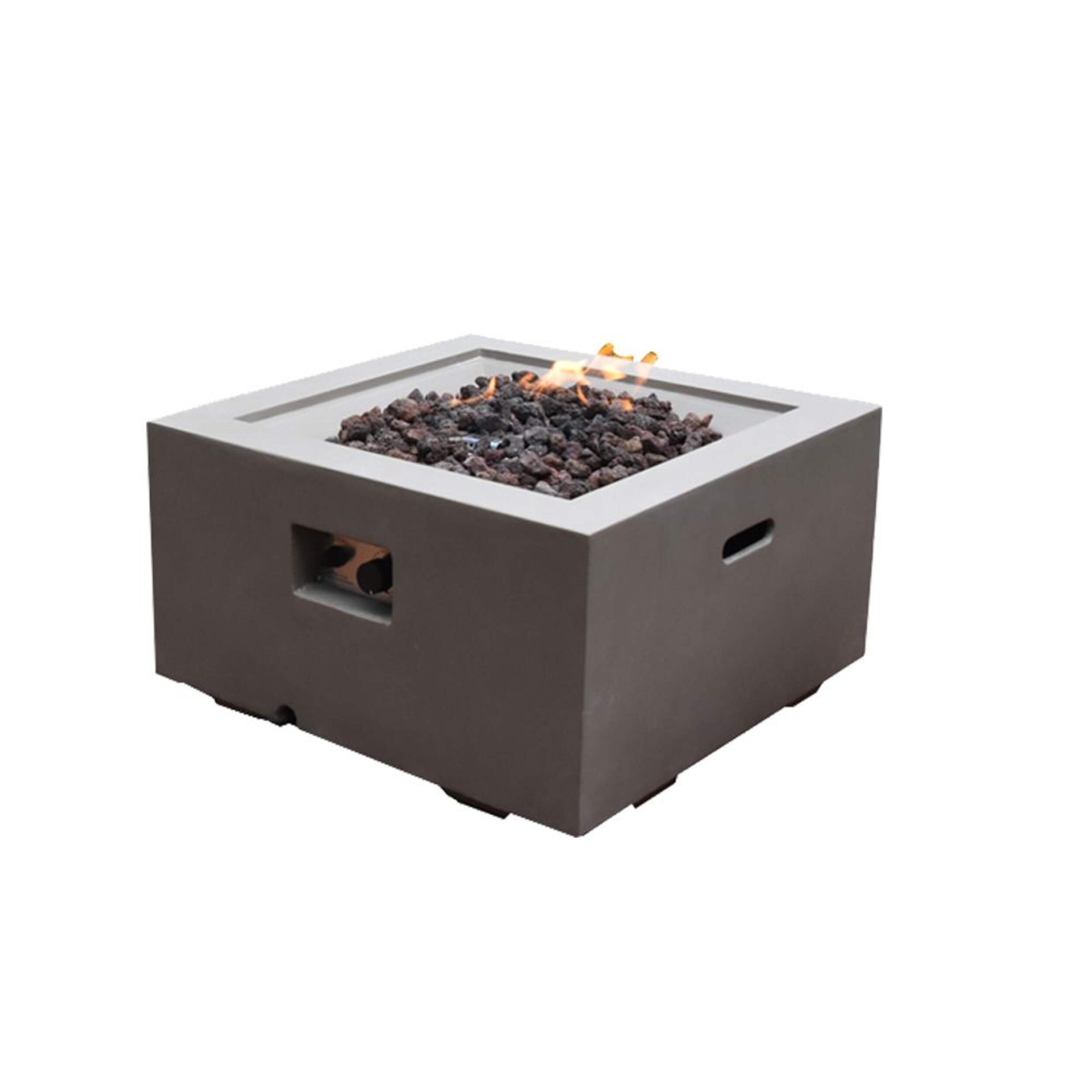 Modeno Ridgefield Outdoor Gas-Fueled Fire Bowl with PVC Cover, 40,000 BTUs, Square Front_Angled_Left