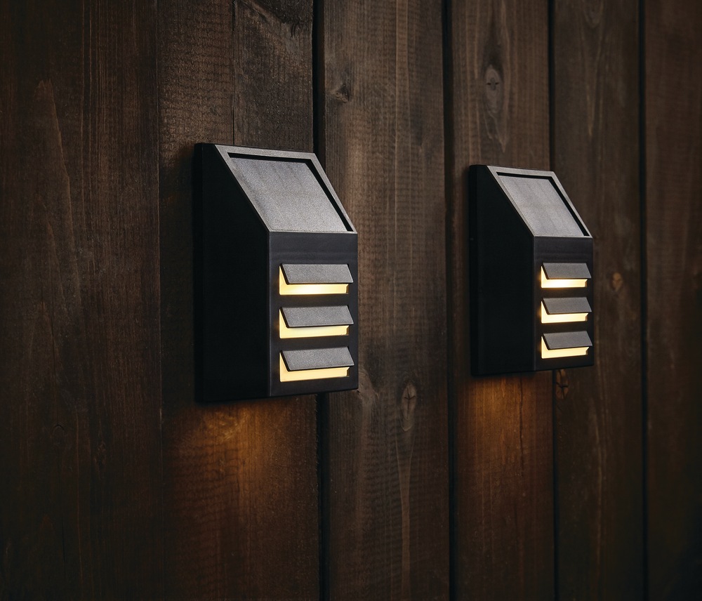 NOMA Outdoor Warm White 12 LM LED Solar Accent Wall Mounted Deck Lights