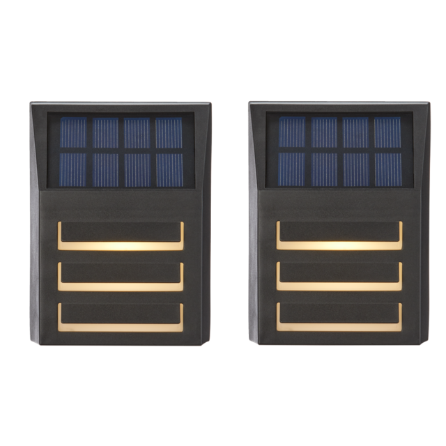 NOMA Outdoor Warm White 12 LM LED Solar Accent Wall Mounted Deck Lights, 2pk, Black Canadian Tire
