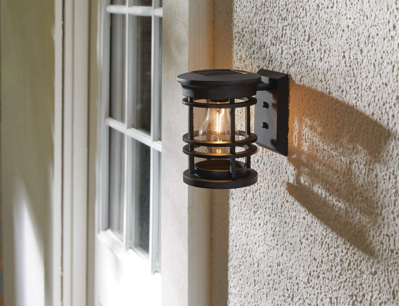 NOMA Outdoor Warm White 10 LM LED Solar V Filament Wall Mounted Deck Lights Black Canadian Tire