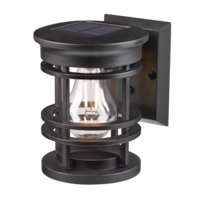 NOMA Outdoor Warm White 10 LM LED Solar V-Filament Wall Mounted Deck Lights, Black Front_Elevated
