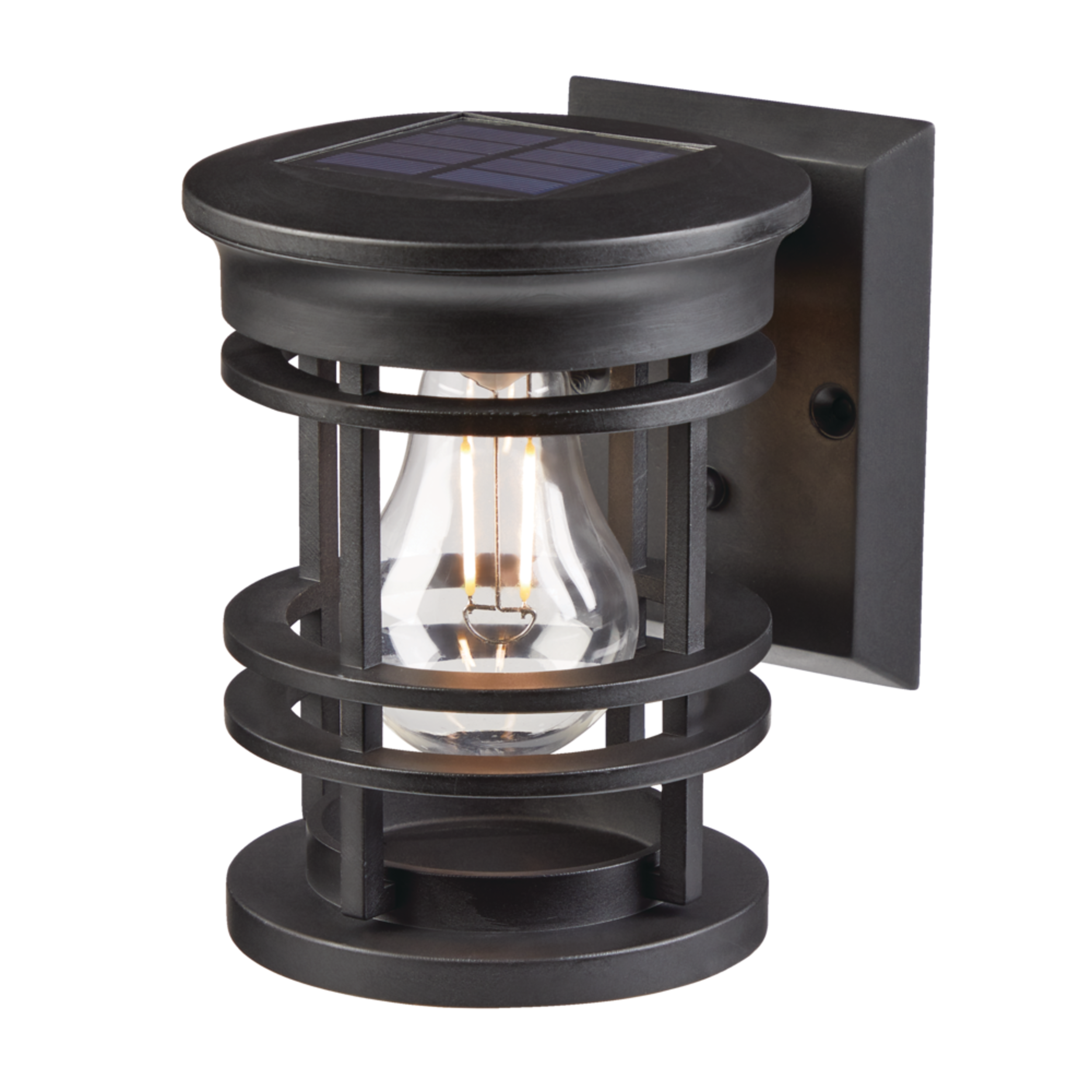 NOMA Outdoor Warm White 10 LM LED Solar V-Filament Wall Mounted Deck Lights, Black Front_Elevated