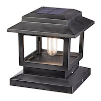 NOMA Outdoor Warm White 20 LM LED Solar V-Filament Post Cap Fence Lights, Assorted Front_Angled_Left