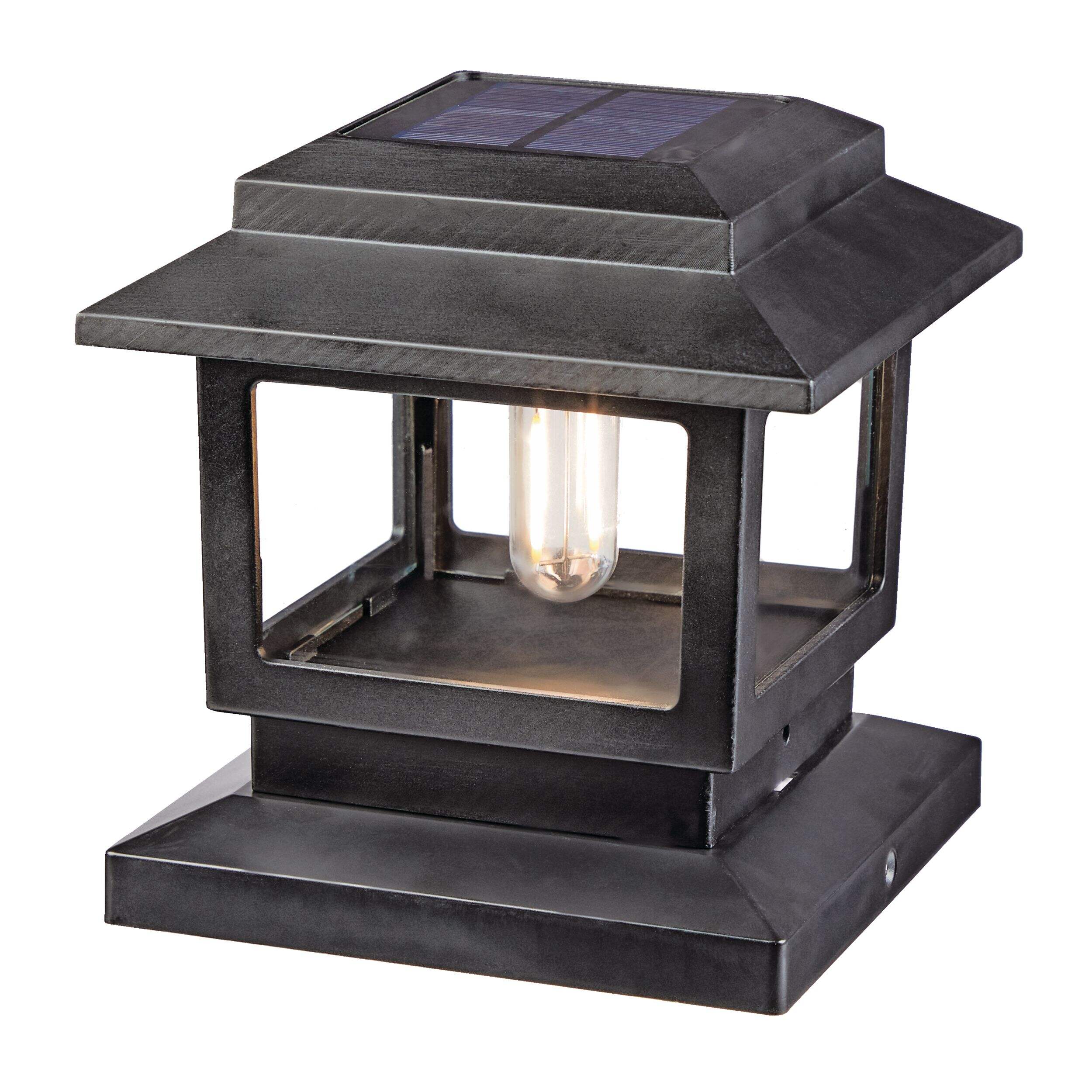 NOMA Outdoor Warm White 20 LM LED Solar V-Filament Post Cap Fence Lights, Assorted Front_Angled_Left