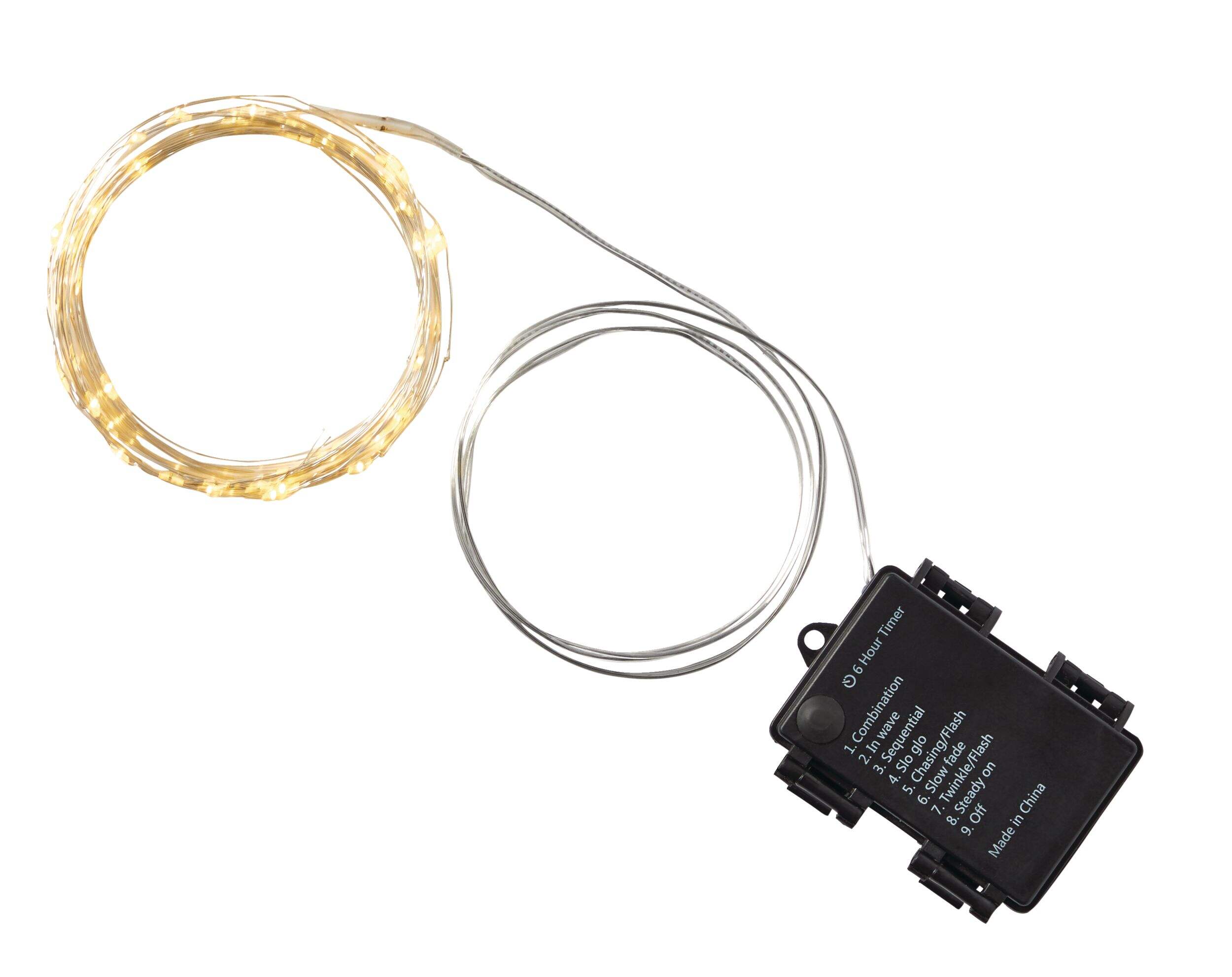 For Living Indoor/Outdoor Warm White LED Battery-Operated Starry String Light, 5.9-m, 4-pk Overhead_Flat